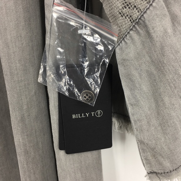 Billy T Dress Chambray Cold Shoulder Raw Hem - Picture 3 of 5